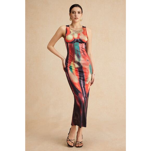 Micas abstract Print Tank Midid Dress NWT medium - Picture 4 of 8